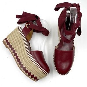 Tory Burch Port Dandy Bordeaux Espadrille NEW size 7.5